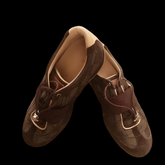 Louis Vuitton Brown damier canvas and suede sneakers size 7/ EU 37 - Picture 3 of 10